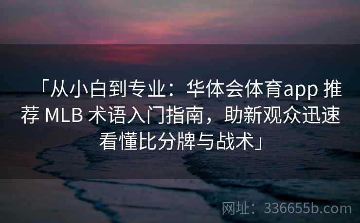 「从小白到专业：华体会体育app 推荐 MLB 术语入门指南，助新观众迅速看懂比分牌与战术」